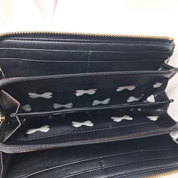 Kate Spade Chelsea Park Nisha Black Cream Bow & Stripe Wallet - Picture 11 of 12